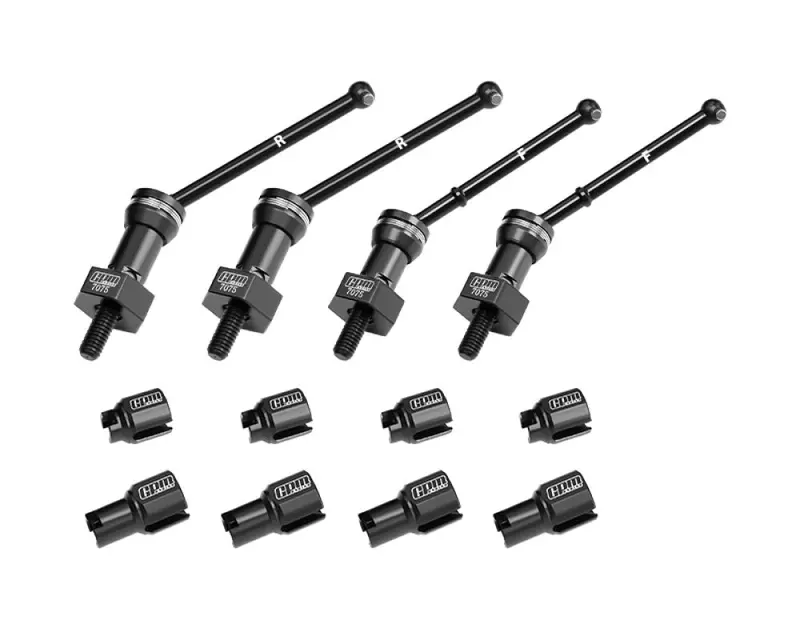 Aluminum 4140 Carbon Steel Front & Rear Cvd Drive Shafts With Alloy 7075 Wheel Hex (Pins Thickened 2Mm) For Arrma 1/16 Mojave Grom Desert Truck Upgrades - Black 1