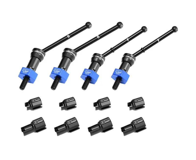 Aluminum 4140 Carbon Steel Front & Rear Cvd Drive Shafts With Alloy 7075 Wheel Hex (Pins Thickened 2Mm) For Arrma 1/16 Mojave Grom Desert Truck Upgrades - Blue 1