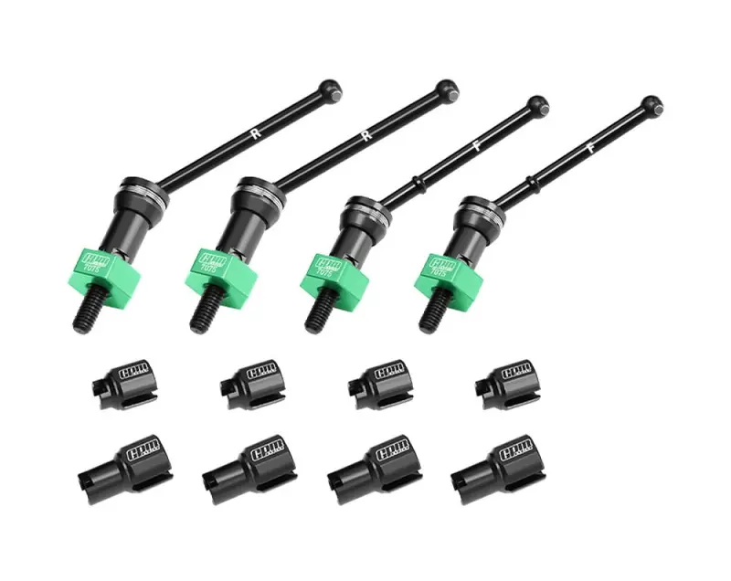 Aluminum 4140 Carbon Steel Front & Rear Cvd Drive Shafts With Alloy 7075 Wheel Hex (Pins Thickened 2Mm) For Arrma 1/16 Mojave Grom Desert Truck Upgrades - Green 1