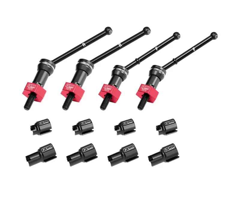 Aluminum 4140 Carbon Steel Front & Rear Cvd Drive Shafts With Alloy 7075 Wheel Hex (Pins Thickened 2Mm) For Arrma 1/16 Mojave Grom Desert Truck Upgrades - Red 1