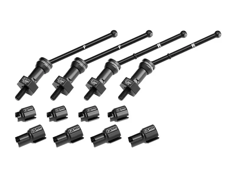 Aluminum 4140 Carbon Steel Front & Rear Cvd Drive Shafts With Alloy 7075 Wheel Hex (Pins Thickened 2Mm) For Arrma 1:18 Granite Grom / 1:14 Typhon Grom Small Scale Buggy Upgrades - Black 1