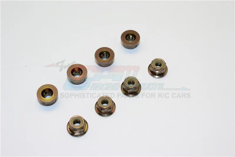 Aluminum 4Mm Flanged Lock Nuts - 8Pcs Brown 1
