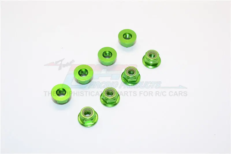 Aluminum 4Mm Flanged Lock Nuts - 8Pcs Green 1