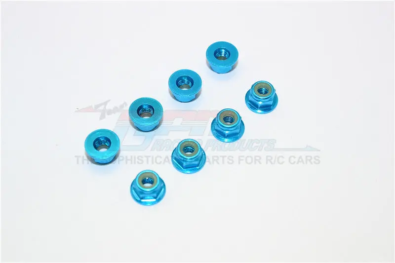 Aluminum 4Mm Flanged Lock Nuts - 8Pcs Light Blue 1