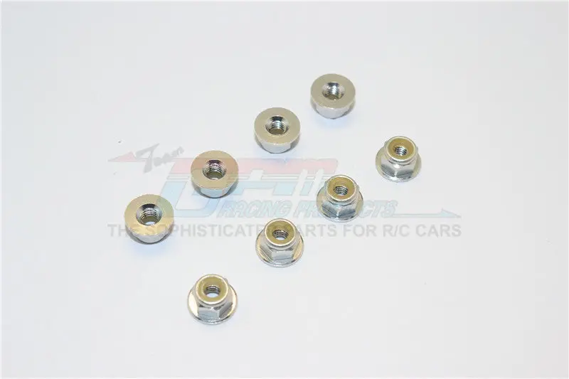 Aluminum 4Mm Flanged Lock Nuts - 8Pcs Silver 1