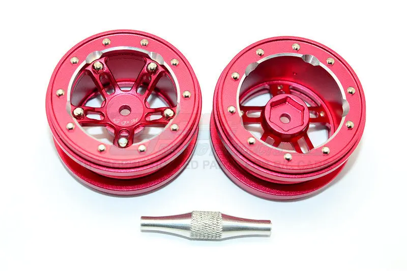 Aluminum 5 Poles Sparkling Wheels In Silver Edge For 1.9" Tire With Hex Tool - 1Pr Set Red 1