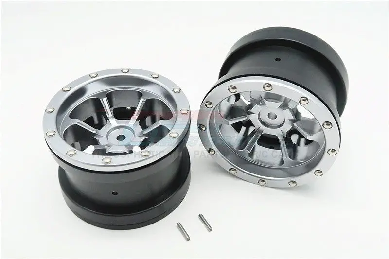 Aluminum 6 Poles Beadlock & Nylon Wheels Frame For 2.2'' Tire - 1Pr Gray Silver 1