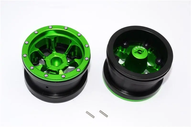 Aluminum 6 Poles Beadlock With 22Mm Hub & Nylon Wheels Frame For 2.2'' Tire - 1Pr Green 1