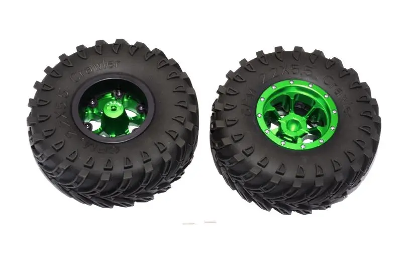Aluminum 6 Poles Beadlock With 22Mm Hub & Nylon Wheels Frame With 2.2'' Tire & Foam Insert - 1Pr Green 1