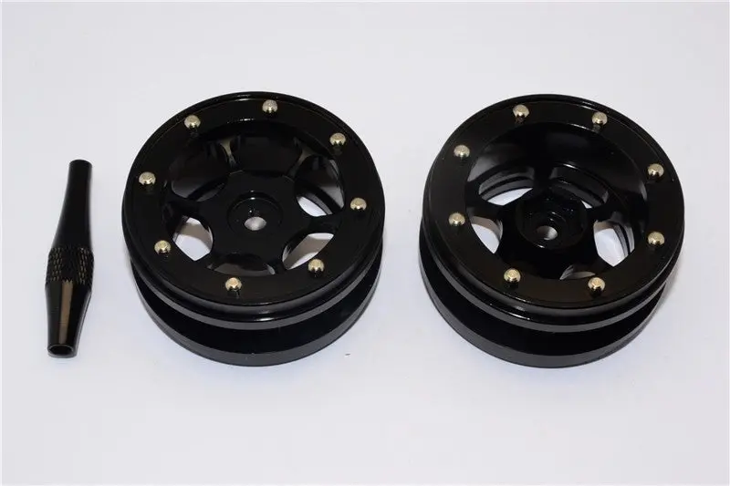 Aluminum 6 Poles Wheels For 1.9" Tire - 1Pr Black 1