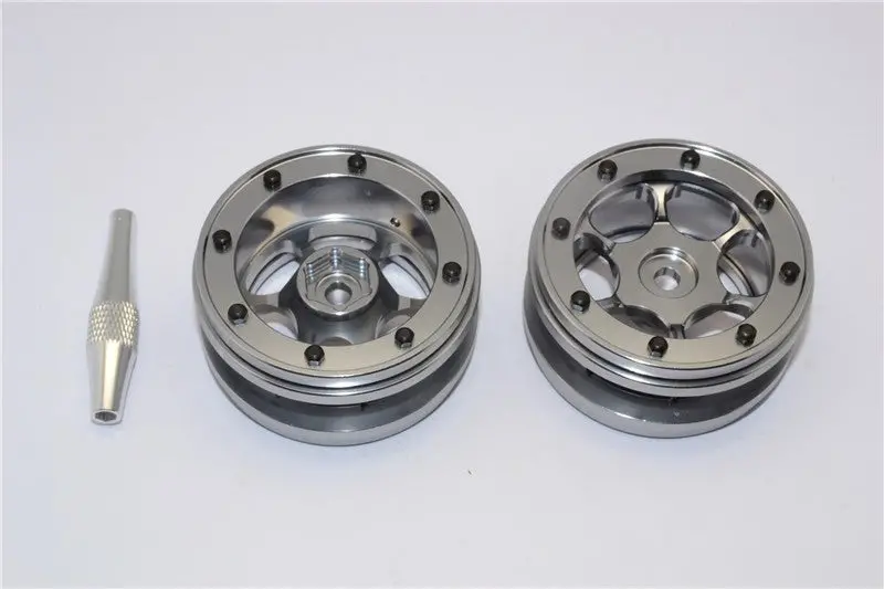 Aluminum 6 Poles Wheels For 1.9" Tire - 1Pr Gray Silver 1