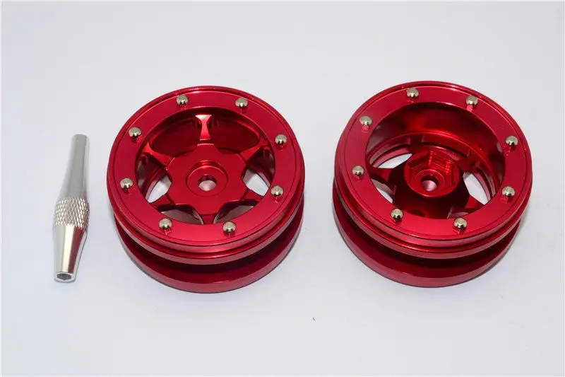 Aluminum 6 Poles Wheels For 1.9" Tire - 1Pr Red 1
