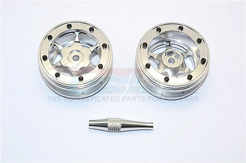 Aluminum 6 Poles Wheels For 1.9" Tire - 1Pr Silver 1