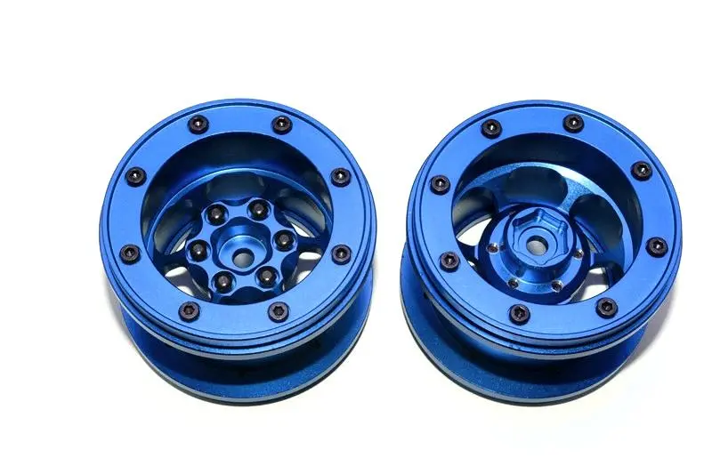 Aluminum 6 Poles Wheels For 2.2'' Tire - 1Pr Blue 1
