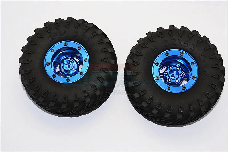 Aluminum 6 Poles Wheels With 2.2'' Tire & Foam Insert - 1Pr Blue 1
