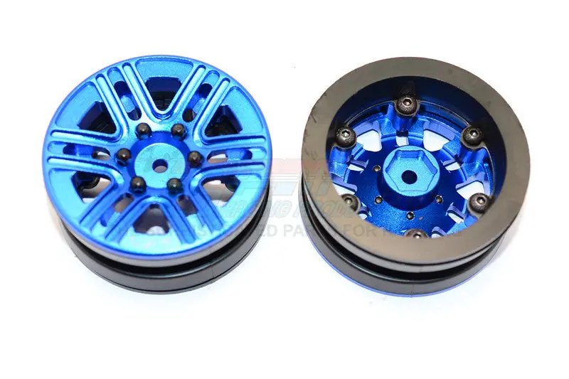 Aluminum 6 Spokes 1.9" Wheels With Plastic Wheel Frame - 2Pcs Set Blue 1
