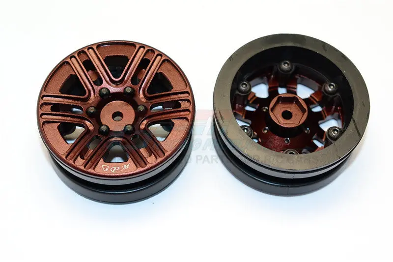 Aluminum 6 Spokes 1.9" Wheels With Plastic Wheel Frame - 2Pcs Set Brown 1