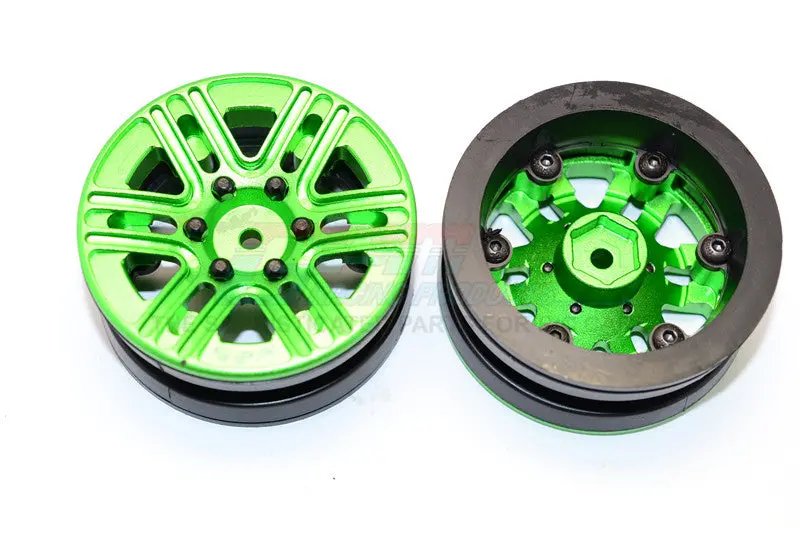 Aluminum 6 Spokes 1.9" Wheels With Plastic Wheel Frame - 2Pcs Set Green 1