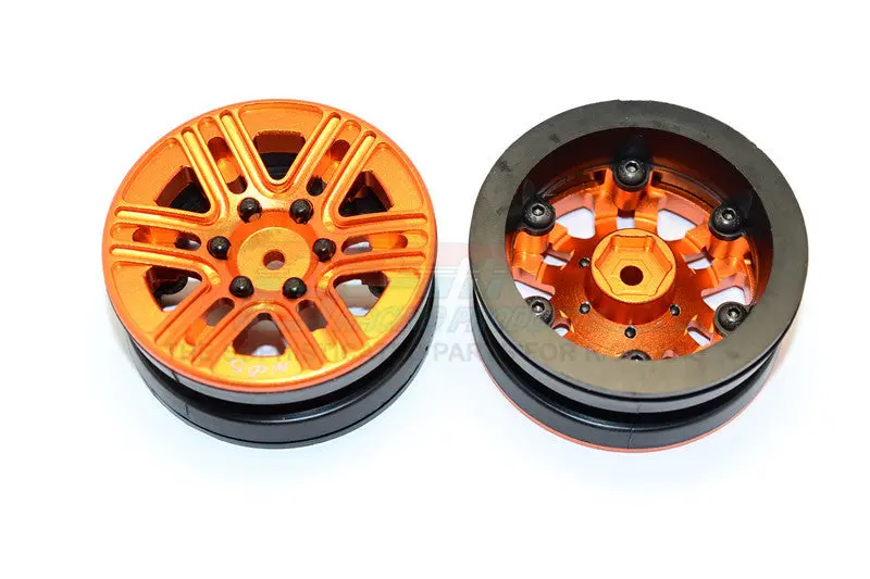 Aluminum 6 Spokes 1.9" Wheels With Plastic Wheel Frame - 2Pcs Set Orange 1