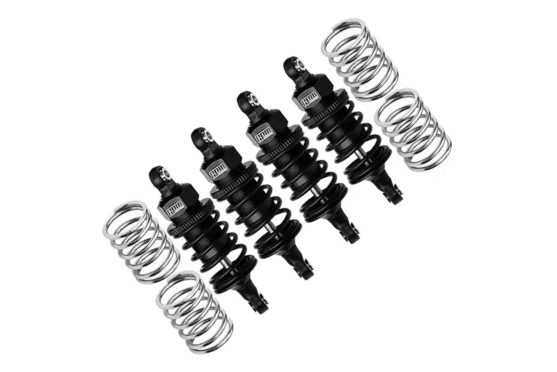Aluminum 6061 Alloy Front (58Mm) +Rear (60Mm) Oil Filled Ultra Shocks For Traxxas 1:10 Ford Gt 4-Tec 2.0 / 4-Tec 3.0 Chevrolet Corvette Stingray / Ford Mustang Gt / Toyota Gr Supra Gt4 - Black 1