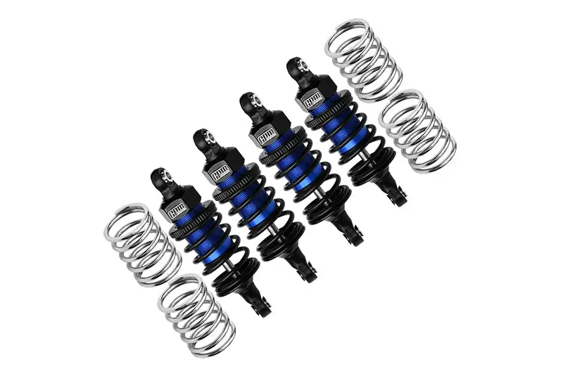 Aluminum 6061 Alloy Front (58Mm) +Rear (60Mm) Oil Filled Ultra Shocks For Traxxas 1:10 Ford Gt 4-Tec 2.0 / 4-Tec 3.0 Chevrolet Corvette Stingray / Ford Mustang Gt / Toyota Gr Supra Gt4 - Blue 1