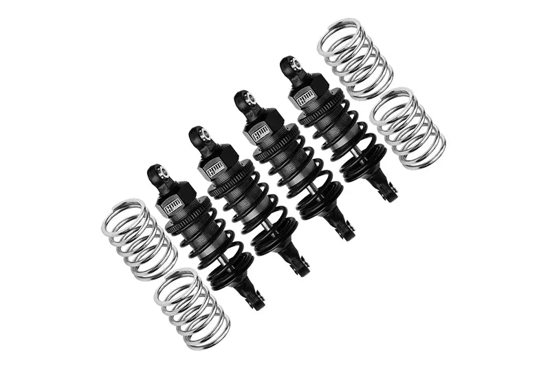 Aluminum 6061 Alloy Front (58Mm) +Rear (60Mm) Oil Filled Ultra Shocks For Traxxas 1:10 Ford Gt 4-Tec 2.0 / 4-Tec 3.0 Chevrolet Corvette Stingray / Ford Mustang Gt / Toyota Gr Supra Gt4 - Gray Silver 1