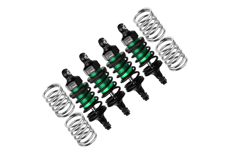 Aluminum 6061 Alloy Front (58Mm) +Rear (60Mm) Oil Filled Ultra Shocks For Traxxas 1:10 Ford Gt 4-Tec 2.0 / 4-Tec 3.0 Chevrolet Corvette Stingray / Ford Mustang Gt / Toyota Gr Supra Gt4 - Green 1