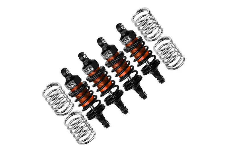Aluminum 6061 Alloy Front (58Mm) +Rear (60Mm) Oil Filled Ultra Shocks For Traxxas 1:10 Ford Gt 4-Tec 2.0 / 4-Tec 3.0 Chevrolet Corvette Stingray / Ford Mustang Gt / Toyota Gr Supra Gt4 - Orange 1