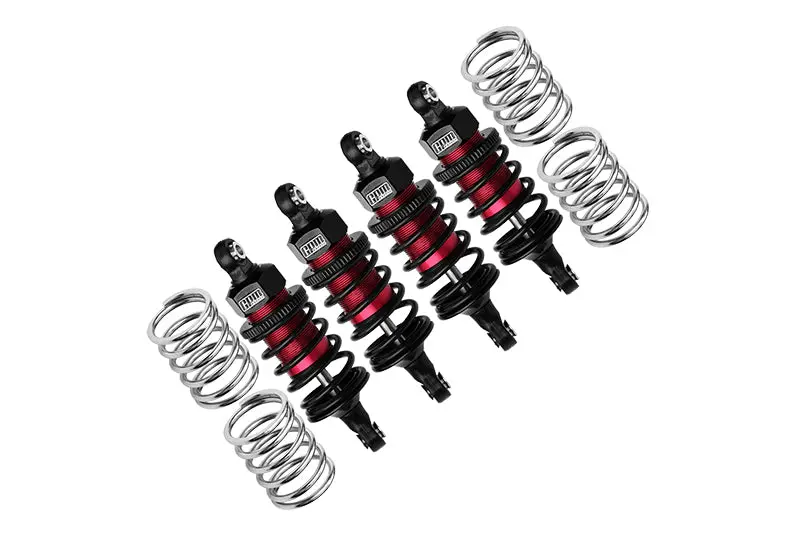 Aluminum 6061 Alloy Front (58Mm) +Rear (60Mm) Oil Filled Ultra Shocks For Traxxas 1:10 Ford Gt 4-Tec 2.0 / 4-Tec 3.0 Chevrolet Corvette Stingray / Ford Mustang Gt / Toyota Gr Supra Gt4 - Red 1