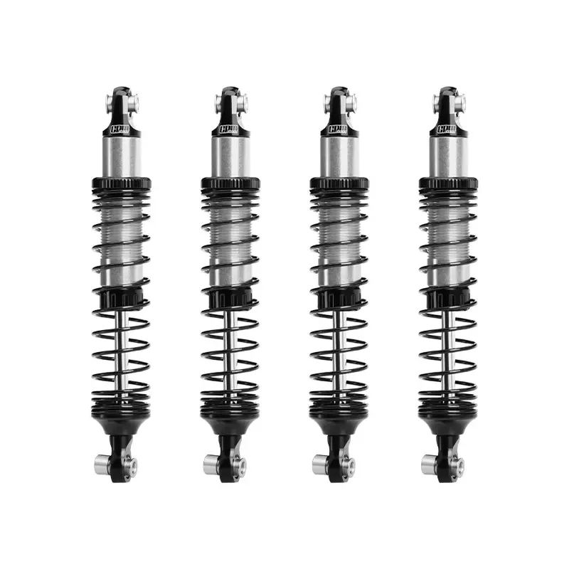 Aluminum 6061-T6 Alloy Front And Rear Adjustable Progressive 89Mm Spring Damper Shock Absorber 4Pc Set For Vanquish 1:10 H10 Optic Kit / Yokohama Rtr / Sparco Rtr Rock Crawler Upgrades - Silver 1