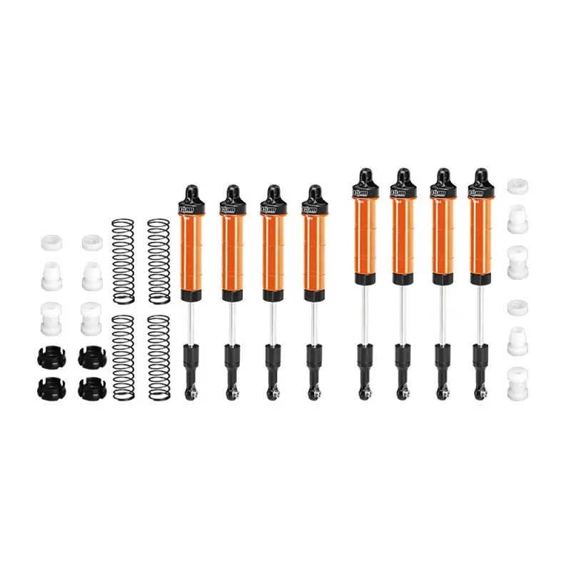 Aluminum 6061-T6 Alloy Front & Rear Complete Internal Spring Shock Set 130Mm And 134Mm For Losi 1/8 Lmt 2.0 Grave Digger 4X4 Monster Truck-Los04028 Upgrades - Orange 1