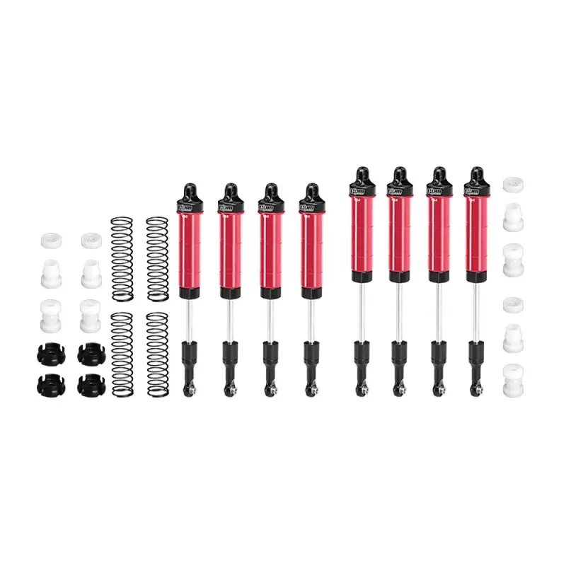Aluminum 6061-T6 Alloy Front & Rear Complete Internal Spring Shock Set 130Mm And 134Mm For Losi 1/8 Lmt 2.0 Grave Digger 4X4 Monster Truck-Los04028 Upgrades - Red 1