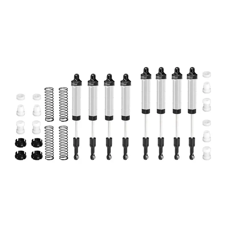Aluminum 6061-T6 Alloy Front & Rear Complete Internal Spring Shock Set 130Mm And 134Mm For Losi 1/8 Lmt 2.0 Grave Digger 4X4 Monster Truck-Los04028 Upgrades - Silver 1