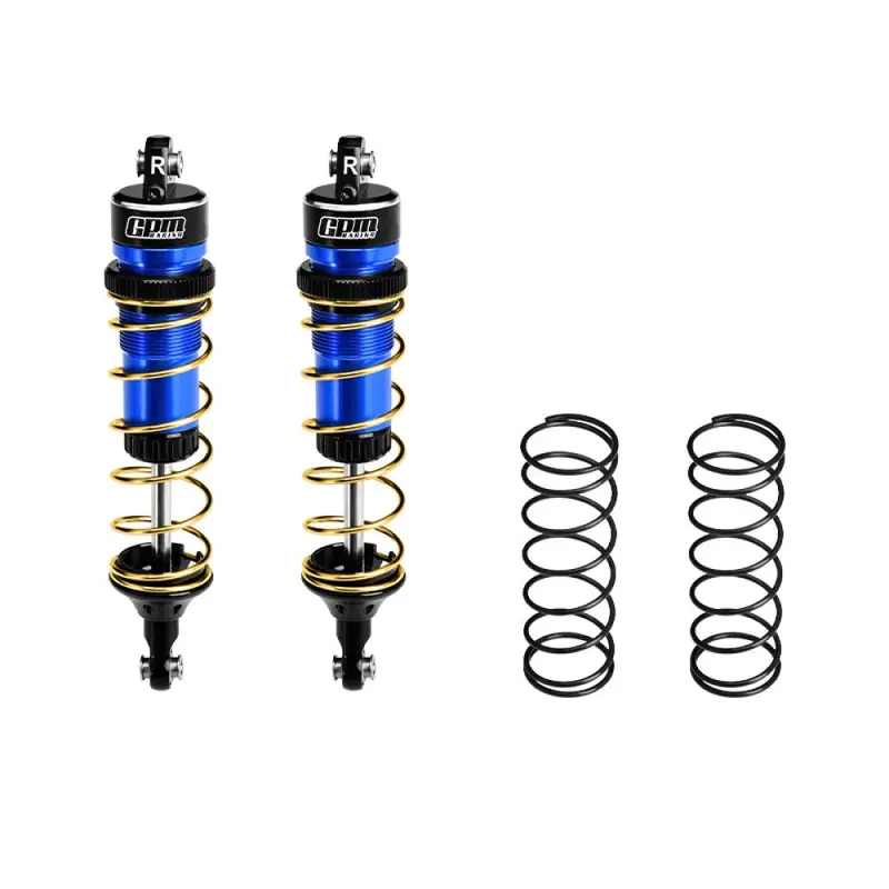 Aluminum 6061-T6 Alloy Rear Adjustable Spring Shock 104Mm For Traxxas 1:8 Jato 4X4 Vxl Brushless / 1:10 Rustler 4X4 Ultimate / Slash Ultimate / Slash Mudboss Racer Upgrades - Blue 1