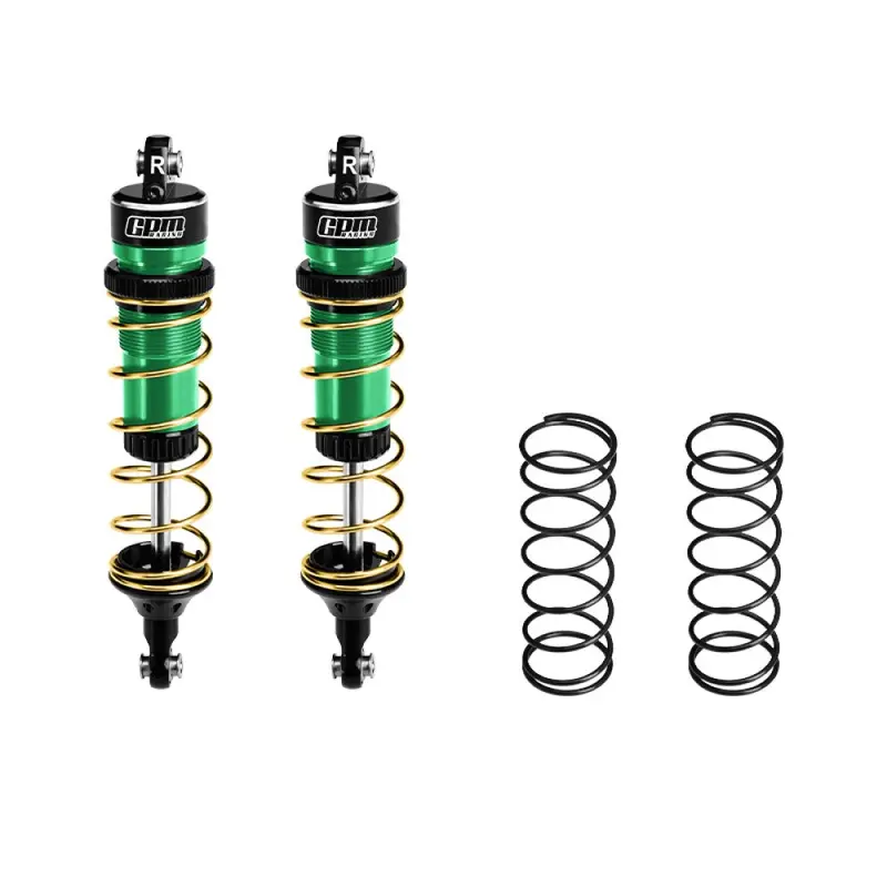 Aluminum 6061-T6 Alloy Rear Adjustable Spring Shock 104Mm For Traxxas 1:8 Jato 4X4 Vxl Brushless / 1:10 Rustler 4X4 Ultimate / Slash Ultimate / Slash Mudboss Racer Upgrades - Green 1