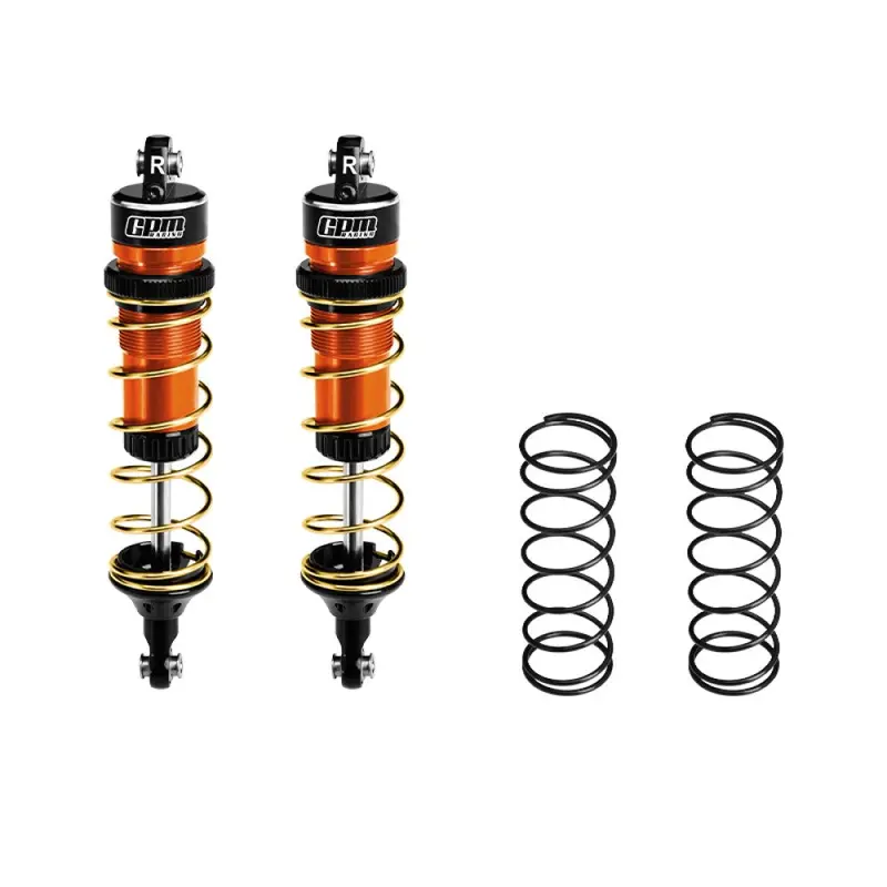 Aluminum 6061-T6 Alloy Rear Adjustable Spring Shock 104Mm For Traxxas 1:8 Jato 4X4 Vxl Brushless / 1:10 Rustler 4X4 Ultimate / Slash Ultimate / Slash Mudboss Racer Upgrades - Orange 1
