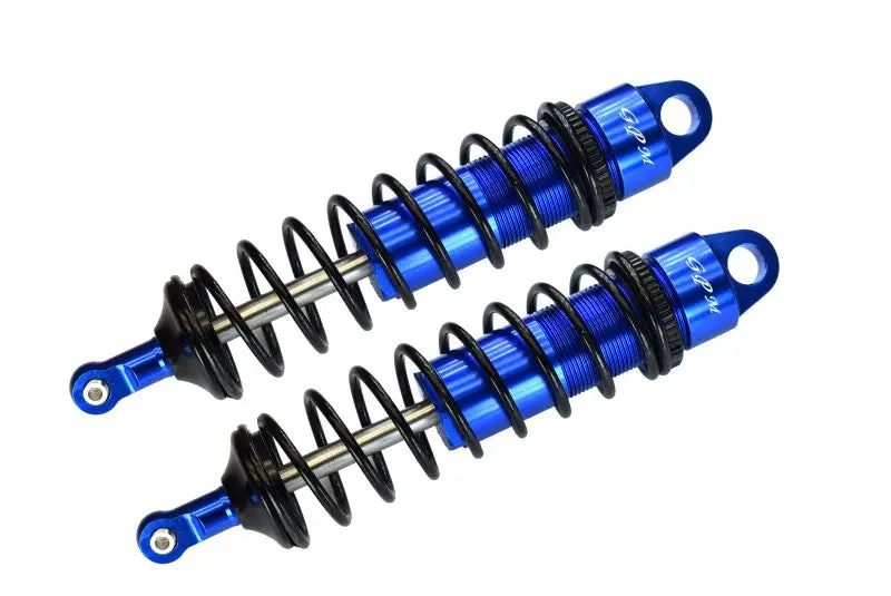 Aluminum 6061-T6 Front Adjustable Spring Dampers 128Mm With 6Mm Shaft For Traxxas 1/8 4Wd Sledge Monster Truck 95076-4 - 2Pc Set Blue 1