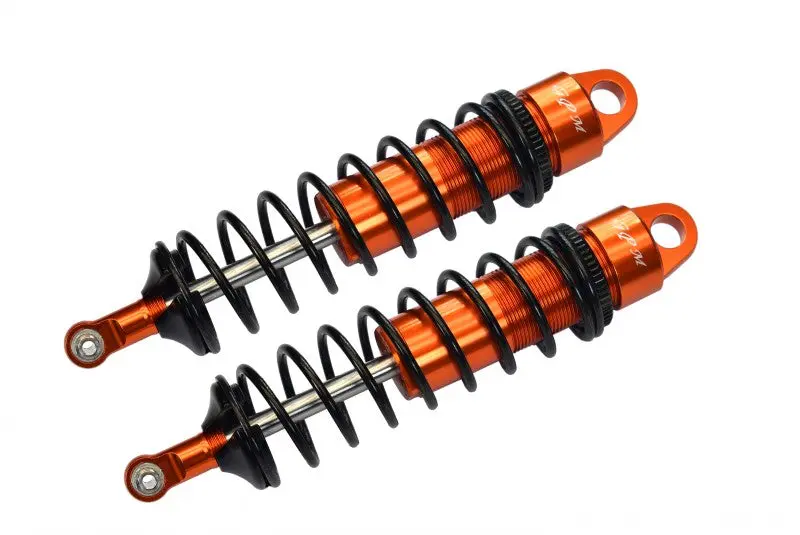 Aluminum 6061-T6 Front Adjustable Spring Dampers 128Mm With 6Mm Shaft For Traxxas 1/8 4Wd Sledge Monster Truck 95076-4 - 2Pc Set Orange 1