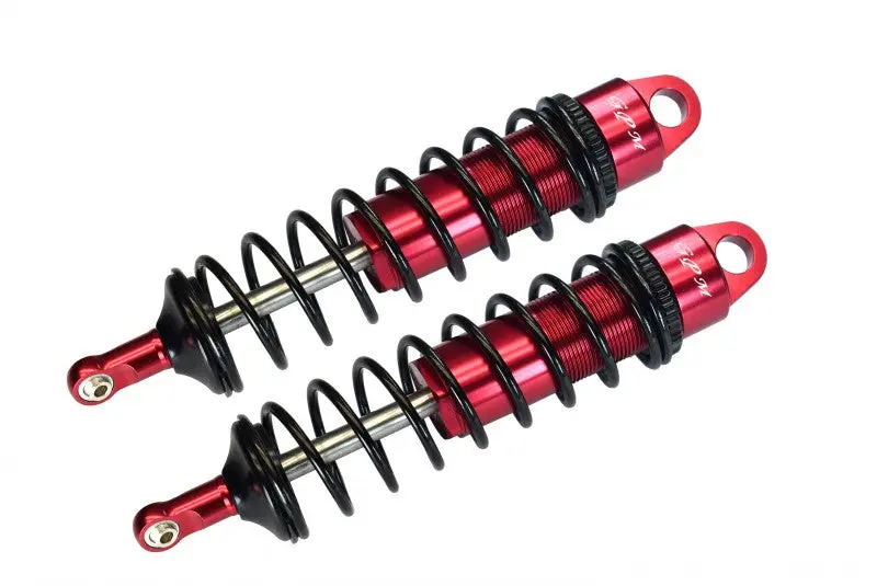Aluminum 6061-T6 Front Adjustable Spring Dampers 128Mm With 6Mm Shaft For Traxxas 1/8 4Wd Sledge Monster Truck 95076-4 - 2Pc Set Red 1