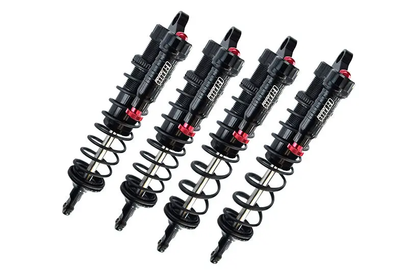 Aluminum 6061-T6 Front And Rear L-Shape Piggy Back (Built-In Piston Spring) Adjustable Spring Dampers For Traxxas 1/8 4Wd Sledge Monster Truck 95076-4 Upgrades - Black 1