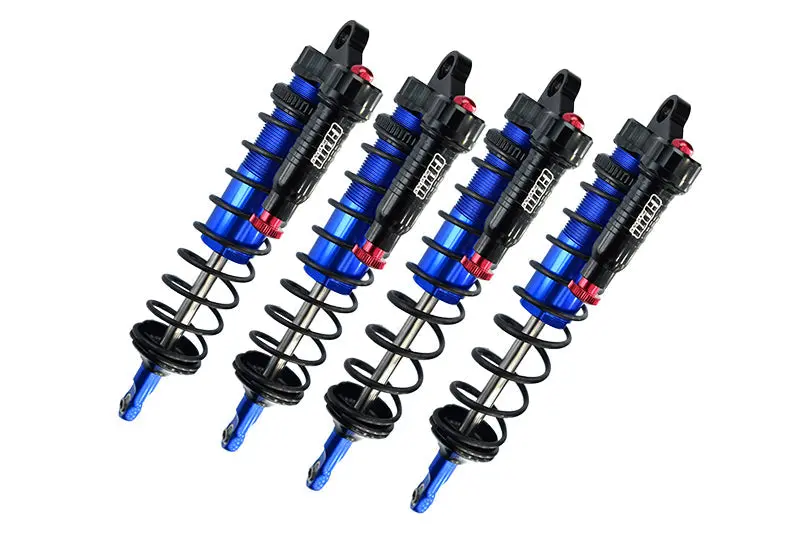 Aluminum 6061-T6 Front And Rear L-Shape Piggy Back (Built-In Piston Spring) Adjustable Spring Dampers For Traxxas 1/8 4Wd Sledge Monster Truck 95076-4 Upgrades - Blue 1