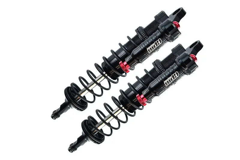 Aluminum 6061-T6 Front L-Shape Emulation Piggy Back (Built-In Piston Spring) Adjustable Spring Dampers 128Mm For Traxxas 1/8 4Wd Sledge Monster Truck 95076-4 - 2Pc Set Black 1