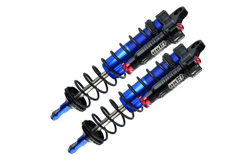 Aluminum 6061-T6 Front L-Shape Emulation Piggy Back (Built-In Piston Spring) Adjustable Spring Dampers 128Mm For Traxxas 1/8 4Wd Sledge Monster Truck 95076-4 - 2Pc Set Blue 1