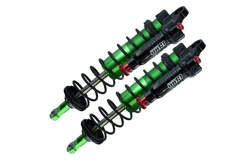 Aluminum 6061-T6 Front L-Shape Emulation Piggy Back (Built-In Piston Spring) Adjustable Spring Dampers 128Mm For Traxxas 1/8 4Wd Sledge Monster Truck 95076-4 - 2Pc Set Green 1