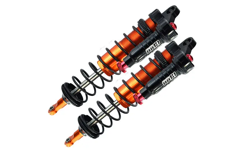 Aluminum 6061-T6 Front L-Shape Emulation Piggy Back (Built-In Piston Spring) Adjustable Spring Dampers 128Mm For Traxxas 1/8 4Wd Sledge Monster Truck 95076-4 - 2Pc Set Orange 1