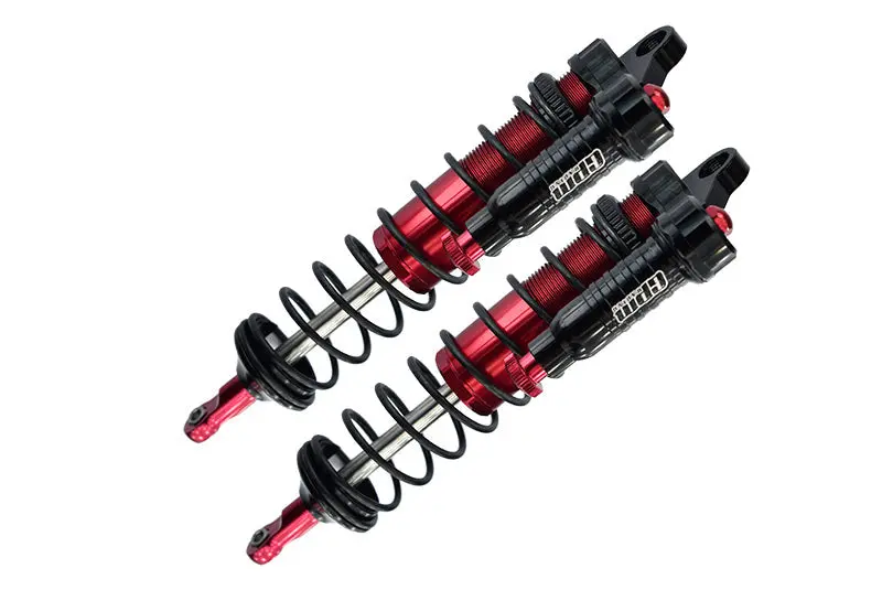 Aluminum 6061-T6 Front L-Shape Emulation Piggy Back (Built-In Piston Spring) Adjustable Spring Dampers 128Mm For Traxxas 1/8 4Wd Sledge Monster Truck 95076-4 - 2Pc Set Red 1