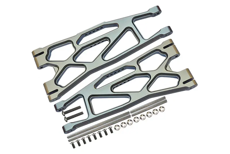 Aluminum 6061-T6 Front Or Rear Extended Lower Arms For Traxxas 1:5 X Maxx 8S With Widemaxx #7895 / Xrt 8S Monster Truck Upgrades - Gray Silver 1