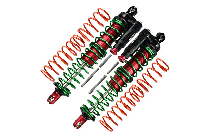Aluminum 6061-T6 Front Or Rear L-Shape Piggy Back (Built-In Piston Spring) Adjustable Spring Dampers For 1:5 Traxxas X Maxx 6S / X Maxx 8S Monster Truck Upgrades - Red 1