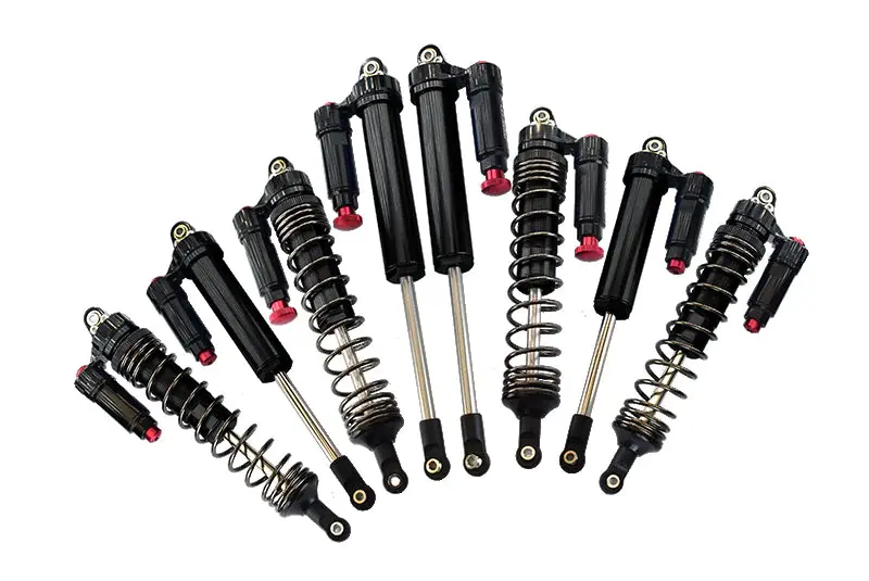 Aluminum 6061-T6 Front + Rear L-Shape Piggy Back (Built-In Piston) Damper Set For Traxxas 1:7 Unlimited Desert Racer Udr Pro-Scale 4X4 (#85076-4) Upgrades - Black 1