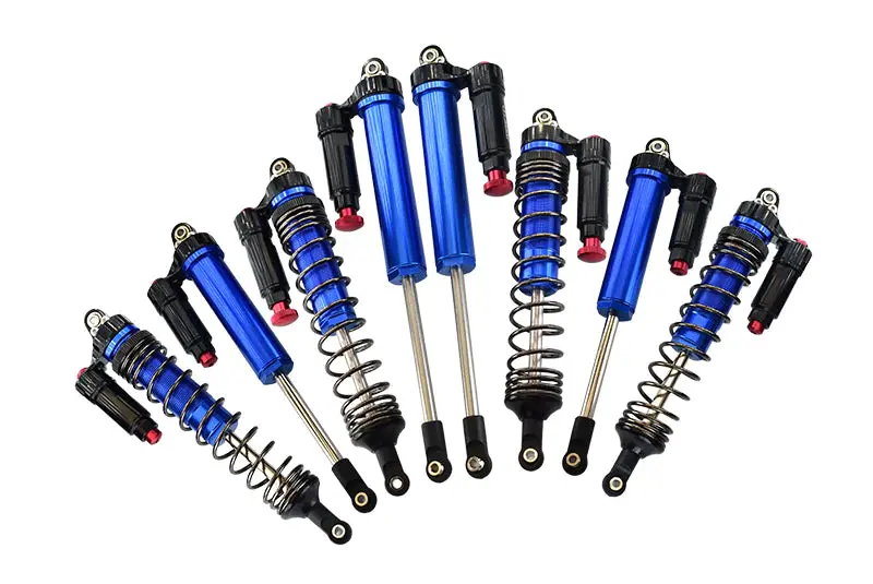 Aluminum 6061-T6 Front + Rear L-Shape Piggy Back (Built-In Piston) Damper Set For Traxxas 1:7 Unlimited Desert Racer Udr Pro-Scale 4X4 (#85076-4) Upgrades - Blue 1